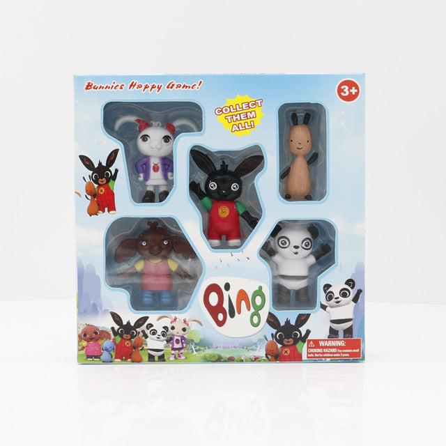 5pcs/set Hot Forest Animal Friend Bing Bunny Rabbit Action Figure Toy Cute  Elephant Panda Bear Model Doll Toys Kids Gift