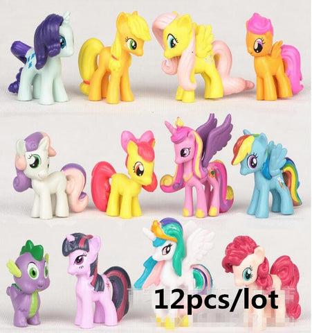 12 pcs/set 3-5cm my cute pvc lovely little ponis horse pony action toy figures dolls for girl birthday christmas gift