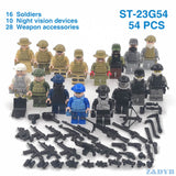 56PCS Marines Soldiers Assault Boat Military Sets Army Figures Weapon Gun SWAT War Building Block Brick legoed Toys For Children