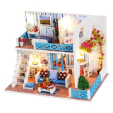 Cutebee DIY House Miniature with Furniture LED Music Dust Cover Model Building Blocks Toys for Children Casa De Boneca TD16