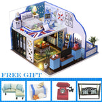 Cutebee DIY House Miniature with Furniture LED Music Dust Cover Model Building Blocks Toys for Children Casa De Boneca TD16