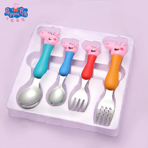 Peppa Pig Children's Tableware Spoon Fork Spoon Set Dining Lunch George Peppa Pig Party Toys Free Delivery