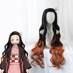 Anime Demon Slayer: Kimetsu no Yaiba Nezuko Kamado Wig Long Heat Resistant Synthetic Hair Perucas Cosplay Wigs + Wig Cap