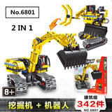 720pcs 2in1 Compatible Brand Technic Excavator Model Building Blocks Brick Without Motors Set City Kids Toys for children Gift