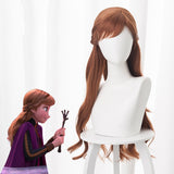 2019 New Anime Princess Anna Cosplay Wig 70cm Long Curly Wavy Heat Resistant Synthetic Hair Brown Women Disney Costume Party Wig