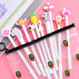 10pcs Cute Gel Pens Set with Kawaii Pencil Case Colorful Writing Gel-ink Pens Cartoon Pen School Stationary Kids Gifts 04272