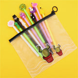 10pcs Cute Gel Pens Set with Kawaii Pencil Case Colorful Writing Gel-ink Pens Cartoon Pen School Stationary Kids Gifts 04272