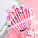 10pcs Cute Gel Pens Set with Kawaii Pencil Case Colorful Writing Gel-ink Pens Cartoon Pen School Stationary Kids Gifts 04272