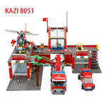 KAZI 8051Fire Station 774pcs Truck Helicopter Firefighter Building Block Fire Fighting Legoing City Bricks Toys For Children