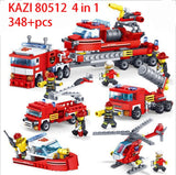 KAZI 8051Fire Station 774pcs Truck Helicopter Firefighter Building Block Fire Fighting Legoing City Bricks Toys For Children