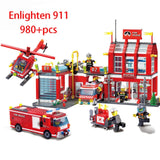 KAZI 8051Fire Station 774pcs Truck Helicopter Firefighter Building Block Fire Fighting Legoing City Bricks Toys For Children