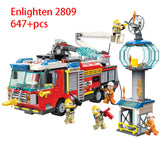 KAZI 8051Fire Station 774pcs Truck Helicopter Firefighter Building Block Fire Fighting Legoing City Bricks Toys For Children