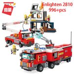 KAZI 8051Fire Station 774pcs Truck Helicopter Firefighter Building Block Fire Fighting Legoing City Bricks Toys For Children