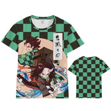 Coshome Anime Demon Slayer Kimetsu no Yaiba Cosplay  Tanjiro Kamado T-shirt Men Women Costume Short Sleeve Summer Tees Tops