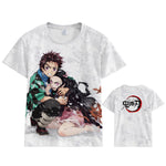 Coshome Anime Demon Slayer Kimetsu no Yaiba Cosplay  Tanjiro Kamado T-shirt Men Women Costume Short Sleeve Summer Tees Tops