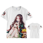 Coshome Anime Demon Slayer Kimetsu no Yaiba Cosplay  Tanjiro Kamado T-shirt Men Women Costume Short Sleeve Summer Tees Tops