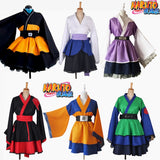 Customized Anime Naruto Cosplay Costume Uzumaki Naruto Lolita Clothes Uchiha Sasuke Kimono Dress Akatsuki Lolita Dress Women 019