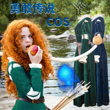 Brave Merida Dresses Princess Merida Cosplay Costume Lady Cartoon Anime Dress Uniform Merida wig Fashion girl lolita dress