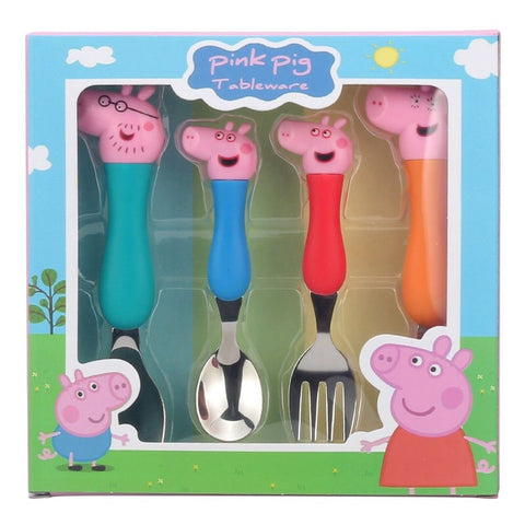 Peppa Pig toy Tableware Spoon Cross Fork Soup Spoon Set Dining Lunch George Action Figures Anime Figures Toys for Children Gift