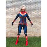 Novelty Women Heroine Captain Marvel Halloween Stitching Cosplay Costume Jumpsuit Movie Anime Stage Girl Bodysuit Gifts Zentai