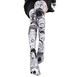 Velvet Anime Cartoon Pattern Printed Over Knee Thighs Cosplay Costume Lovely Girls Lolita Sexy Knee High Stockings