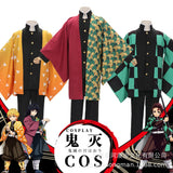 Anime!Demon Slayer:Kimetsu no Yaiba Kamado Tanjirou Agatsuma Zenitsu Tomioka Giyuu Kamado Nezuko Kimono Uniforms Cosplay Costume