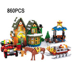 2019 New Christmas Sets Village Train Hot Air Balloon Compatible With Legoinglys Model Building Blocks Bricks Toys Gift No Box