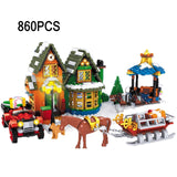 2019 New Christmas Sets Village Train Hot Air Balloon Compatible With Legoinglys Model Building Blocks Bricks Toys Gift No Box