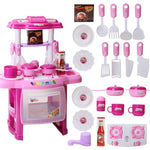 Girl Pretend Play Tableware Sets Toys Light Music Kitchen Cooking Simulation Miniature Kitchen Toys for children Xmax Gifts