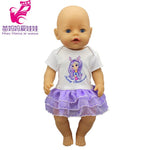 doll clothes for 43cm Baby doll unicorn clothes dress doll head band for 18 inch doll clothes set