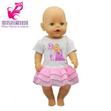 doll clothes for 43cm Baby doll unicorn clothes dress doll head band for 18 inch doll clothes set