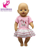 doll clothes for 43cm Baby doll unicorn clothes dress doll head band for 18 inch doll clothes set