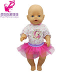 doll clothes for 43cm Baby doll unicorn clothes dress doll head band for 18 inch doll clothes set