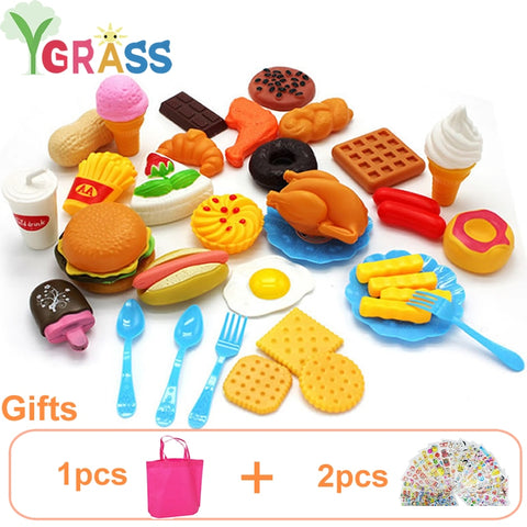 Kid's Kitchen Set Girls Toys Fast Food Pretend Play Cooking Games Miniature Foods Toy Dishes Products For Children