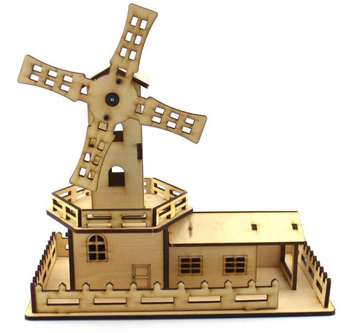 Wooden Waterwheel Windmill Rotating musical box for DIY toy auessories and Creative inventions