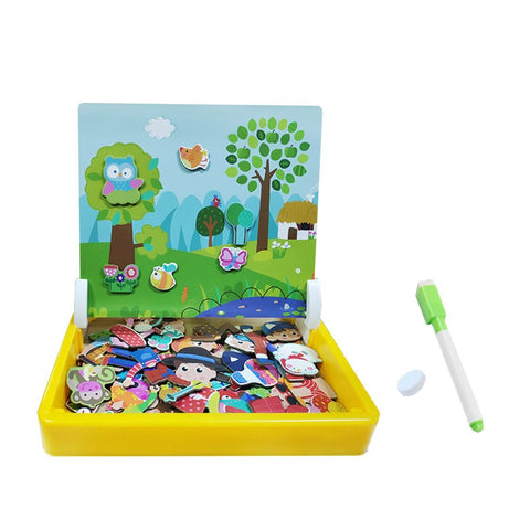 Wooden Children'S Puzzle Stickers Magnetic Puzzles Fun Double-Sided Puzzle Enlightenment Early Education Intelligence Toys