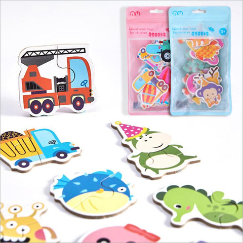 Early Educational Children's puzzle Toys Puzzle Card Cartoon Traffic Animal Fruit Pair Matching Game Toys for Children