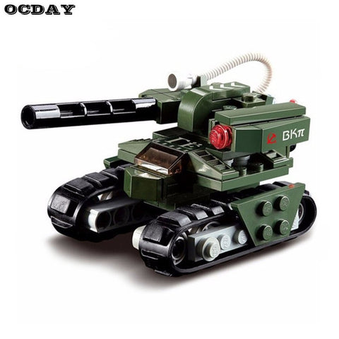 OCDAY 103pcs DIY Military Tank Building Blocks Sets Children Educational Assembling Model Energy Building Toys Christmas Gifts