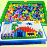 296 Pcs Pile up DIY Science kids child Mushroom Nails Mosaic the Composite Picture Jigsaw Peg board Educational Creative Toys