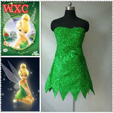 Princess Tinkerbell Dress Sexy Fancy Movie Cosplay Green Fairy Pixie Adult Dresses Summer Anime Tinker Bell Dress Vestidos WXC