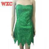 Princess Tinkerbell Dress Sexy Fancy Movie Cosplay Green Fairy Pixie Adult Dresses Summer Anime Tinker Bell Dress Vestidos WXC