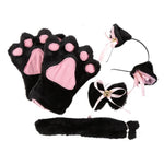 Women Winter Lovely Anime Cute Cosplay Costume Cat Ears Plush Paw Claw Gloves Tail Bow-tie Girls Gifts