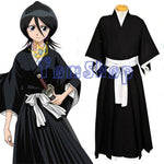 Anime BLEACH Kuchiki Rukia Cosplay Shinigami Death Kimono Soul Reaper Full Set Halloween Costume (Tops+Pants+Sash) Free Shipping