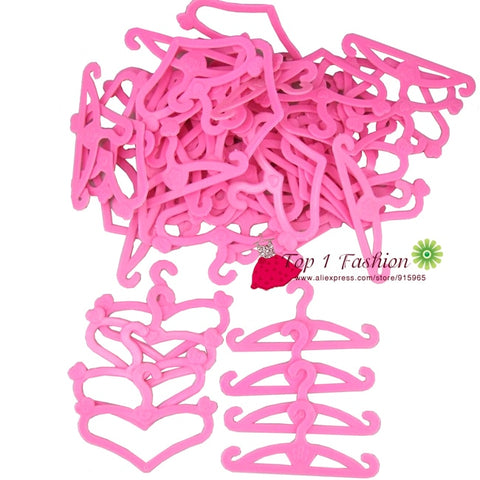 Free shipping 10pcs/set Clothes hangers accessories for barbie doll