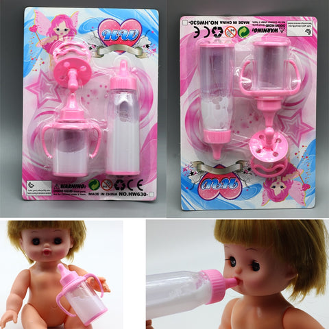 3pcs/set Magic mike bottle baby doll feeding bottle feeder nipple for doll toy milk bottle es020