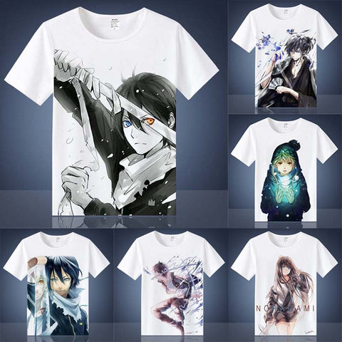 Coshome Noragami Yato T shirts Cosplay Costumes Men Women T-shirts Adult Anime Tops Short Sleeves Summer Tees