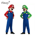 Halloween Costumes Funny Super Mario Luigi Brother Costume Kids Children Boys Girls Fantasia Cosplay Jumpsuit