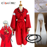 Coshome Anime Inuyasha Cosplay Costumes Red Japanese Kimono Men Robe Costume W Wigs Ears And Necklace For Halloween Party