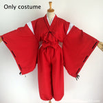 Coshome Anime Inuyasha Cosplay Costumes Red Japanese Kimono Men Robe Costume W Wigs Ears And Necklace For Halloween Party