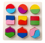 Candywood Colorful Baby Kids Wooden Early Learning Geometry Educational Toys Children Math 3D Shapes Wood Jigsaw Puzzles toy